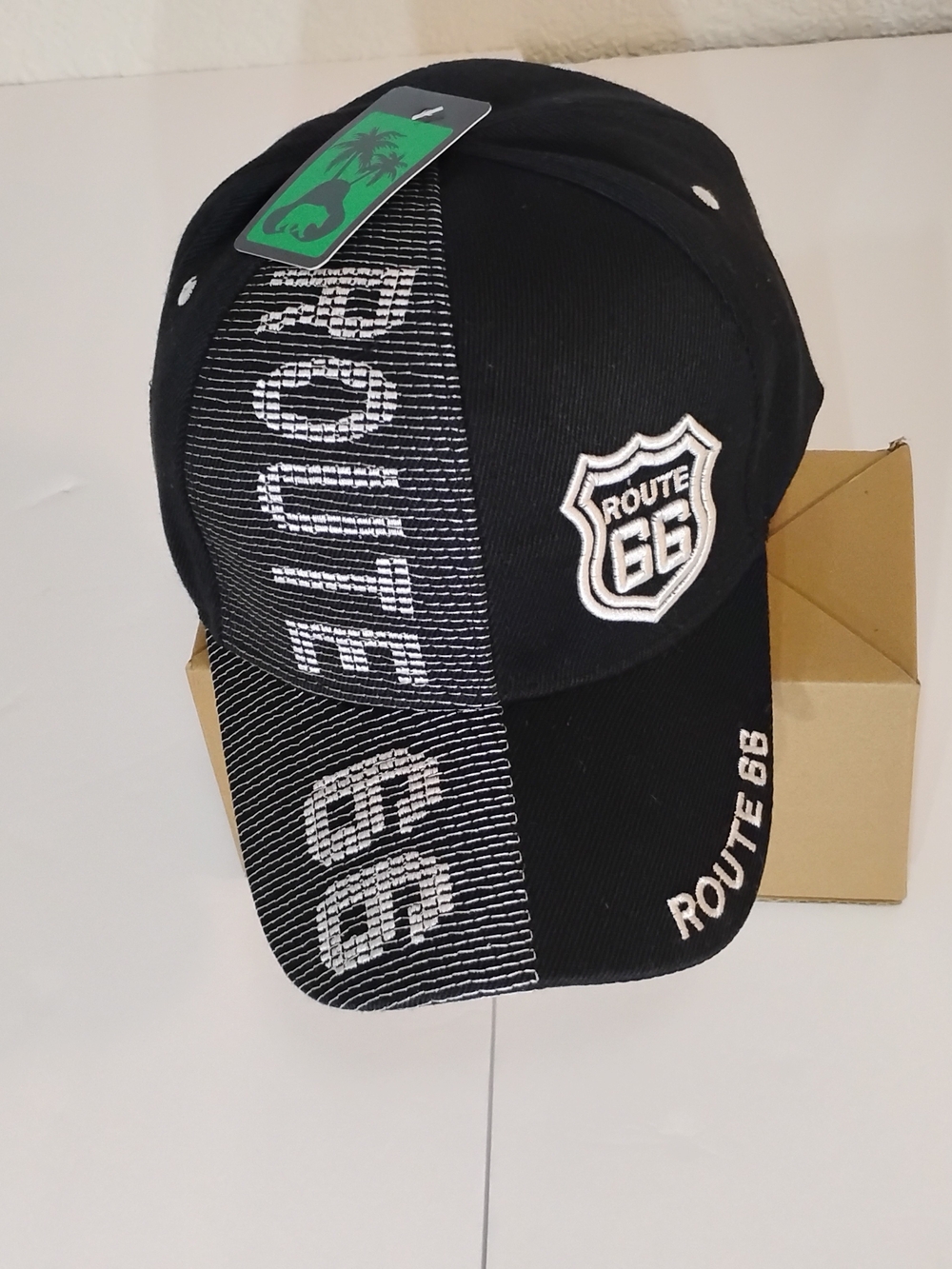 Route 66 Black Embroidered Logo Baseball Cap